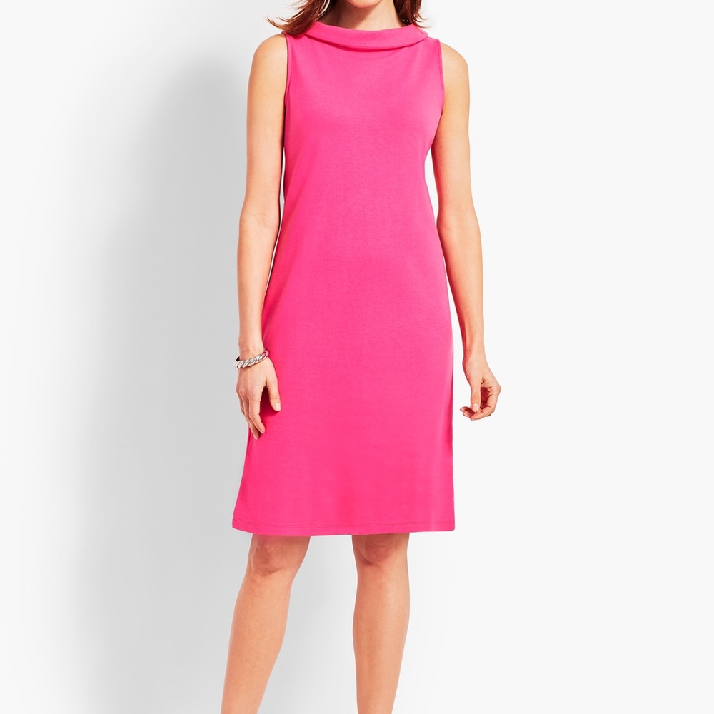Talbots Aubrey Shift Dress Womens Medium Vibrant Pink Midi